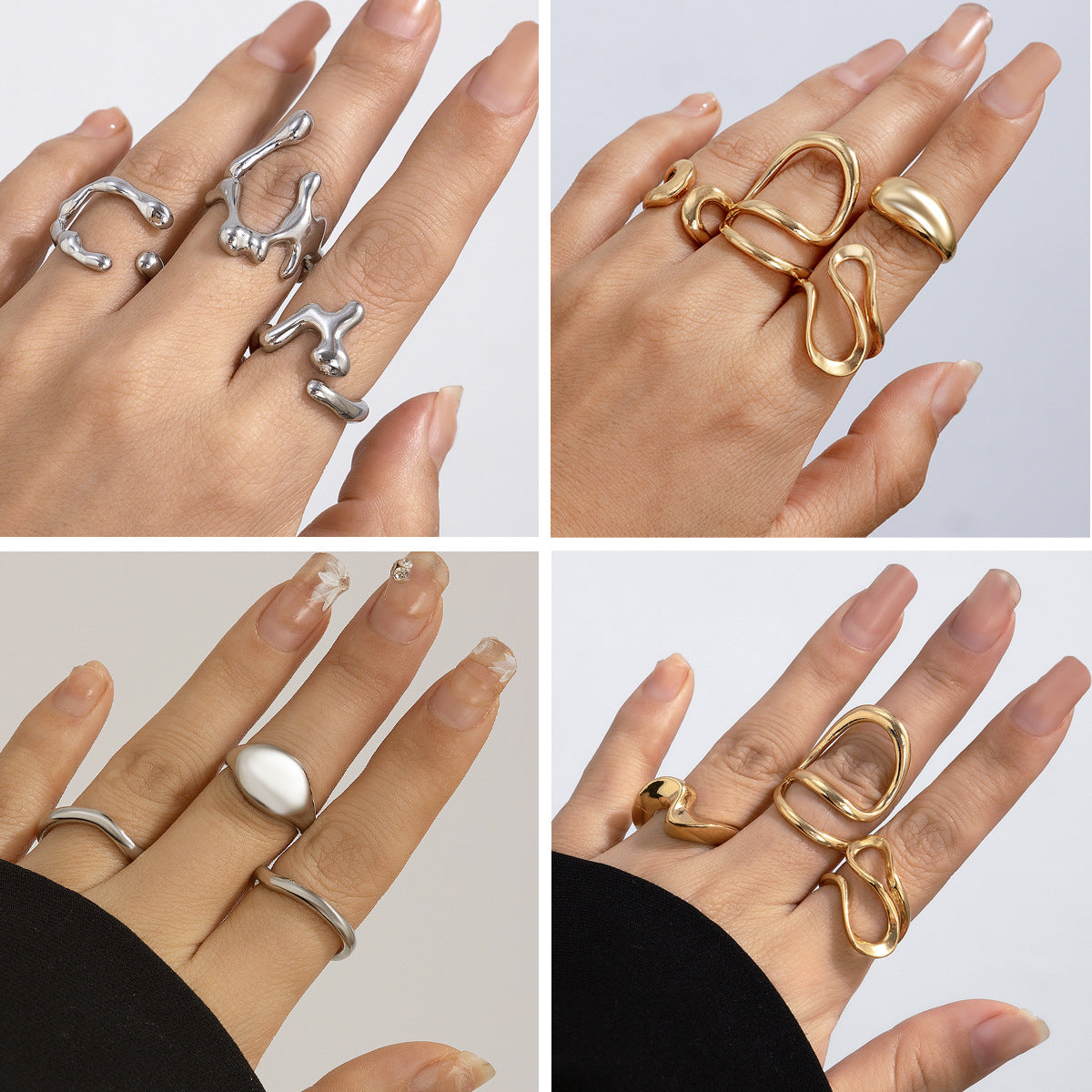Molten Curve Open Metal Ring