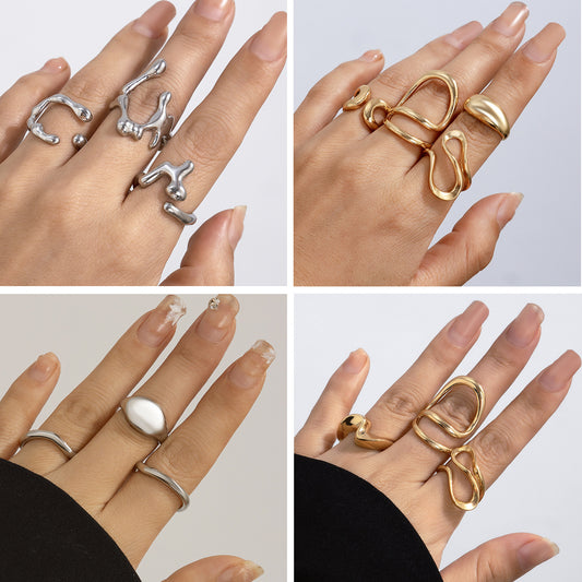 Molten Curve Open Metal Ring