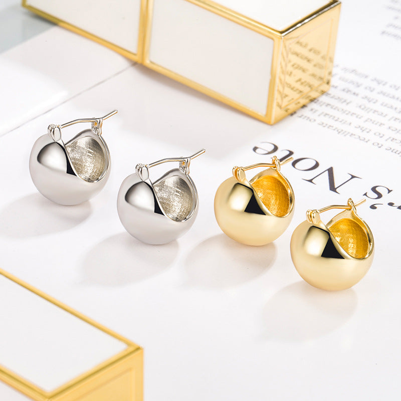 New Minimalist Punk Golden Silver Color Triangle Bag Shaped Metal Hoop Earrings For Women Party Retro Jewelry