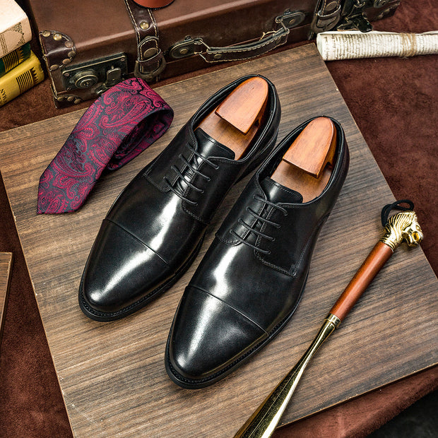 Three-joint Leather Lace-up Leather Dress Shoes