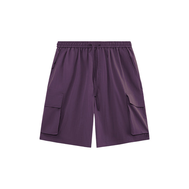 Wrinkle-feeling Large Pocket Straight Shorts