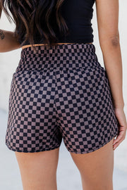 Checkered Elastic Waist Shorts