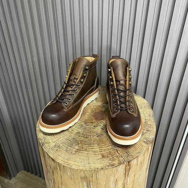 Retro Style Worker Boot Men's High-top Leather Boots