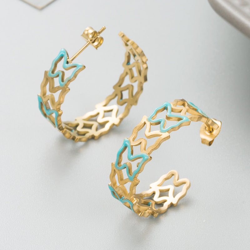 Style Geometric Stainless Steel Earrings – Electroplated