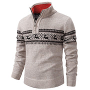 Half-open Zipper Men's  Color Matching Knitwear