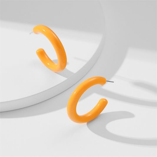 Half round candy C-shaped acrylic earrings