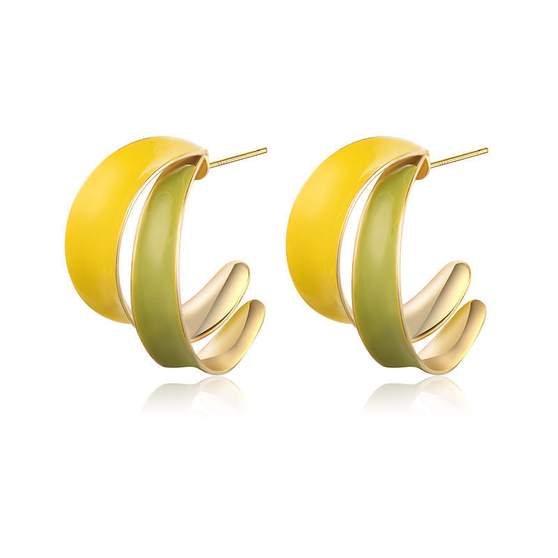 Fashion C-Shaped Double-Layer Earrings