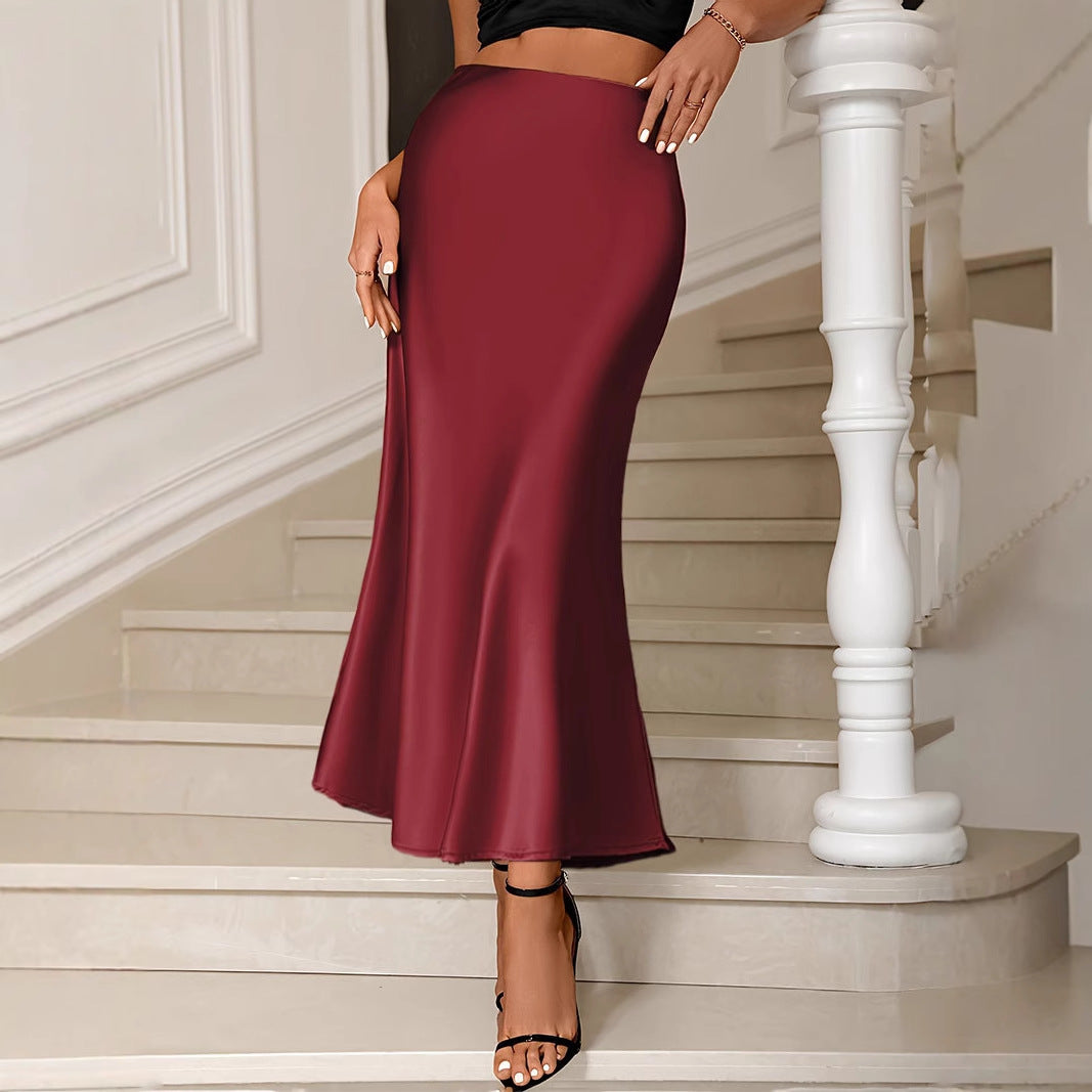 High waisted woman silk skirt