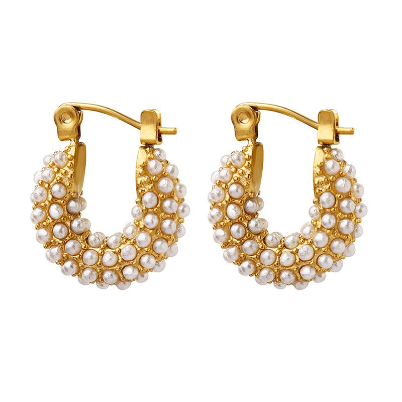 U-shaped baroque style pearl Earrings