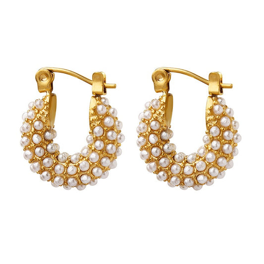 U-shaped baroque style pearl Earrings