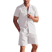 Lapel Collar Short Sleeve With Loose Shorts Summer Set