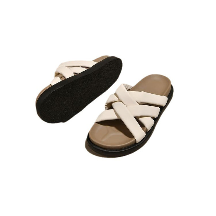 Women Summer Thick Soles Casual Cross Straps Sandals