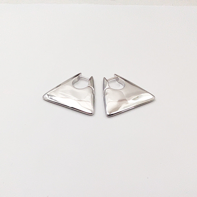 New Minimalist Punk Golden Silver Color Triangle Bag Shaped Metal Hoop Earrings For Women Party Retro Jewelry