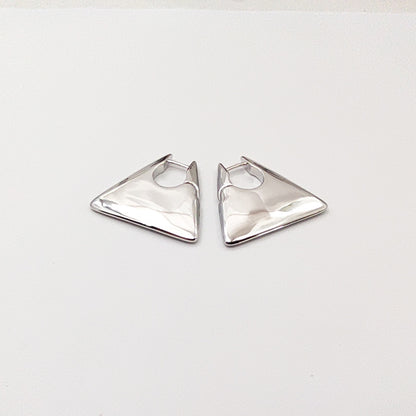 New Minimalist Punk Golden Silver Color Triangle Bag Shaped Metal Hoop Earrings For Women Party Retro Jewelry