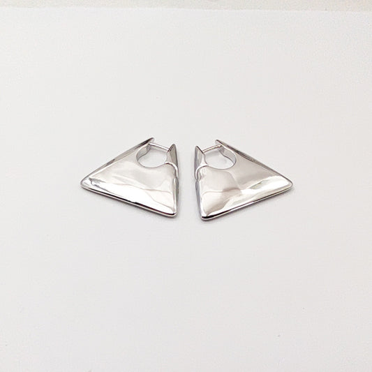New Minimalist Punk Golden Silver Color Triangle Bag Shaped Metal Hoop Earrings For Women Party Retro Jewelry