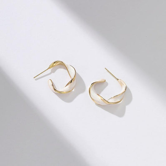 INS Style Geometric Silver Earrings – Minimal Drip Oil Design for Women