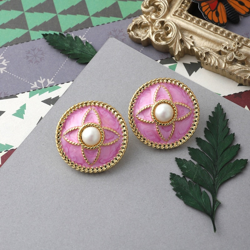 Enamel Stud Earrings