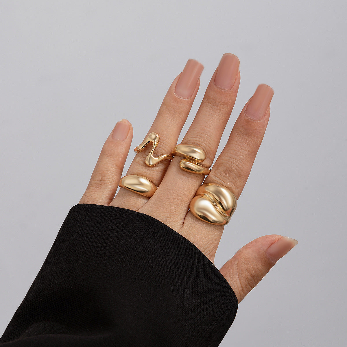Lava Curve Geometric Open Ring