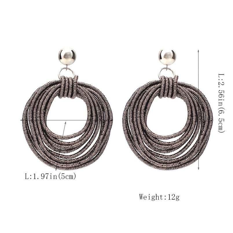 Retro Round Metal Multi-Layered Loop Earrings for Women