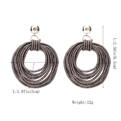 Retro Round Metal Multi-Layered Loop Earrings for Women