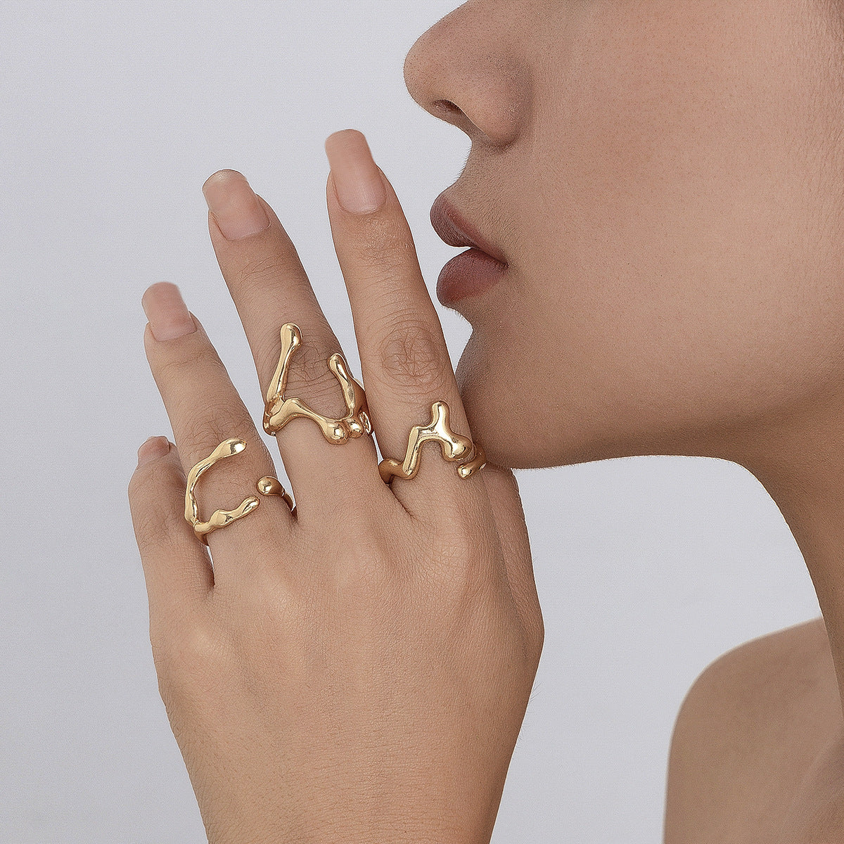 Molten Curve Open Metal Ring