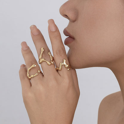 Molten Curve Open Metal Ring