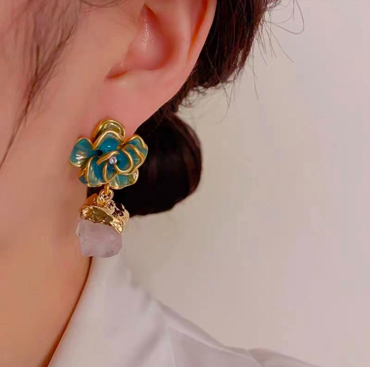 Oil dripping rose Earrings