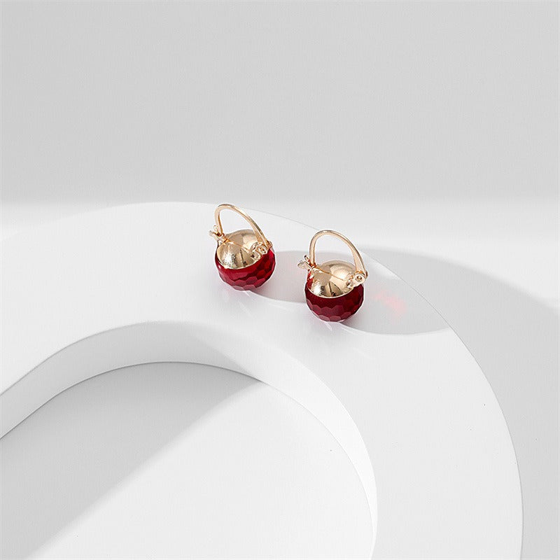 Fashionable round crystal earrings for women's spherical earrings