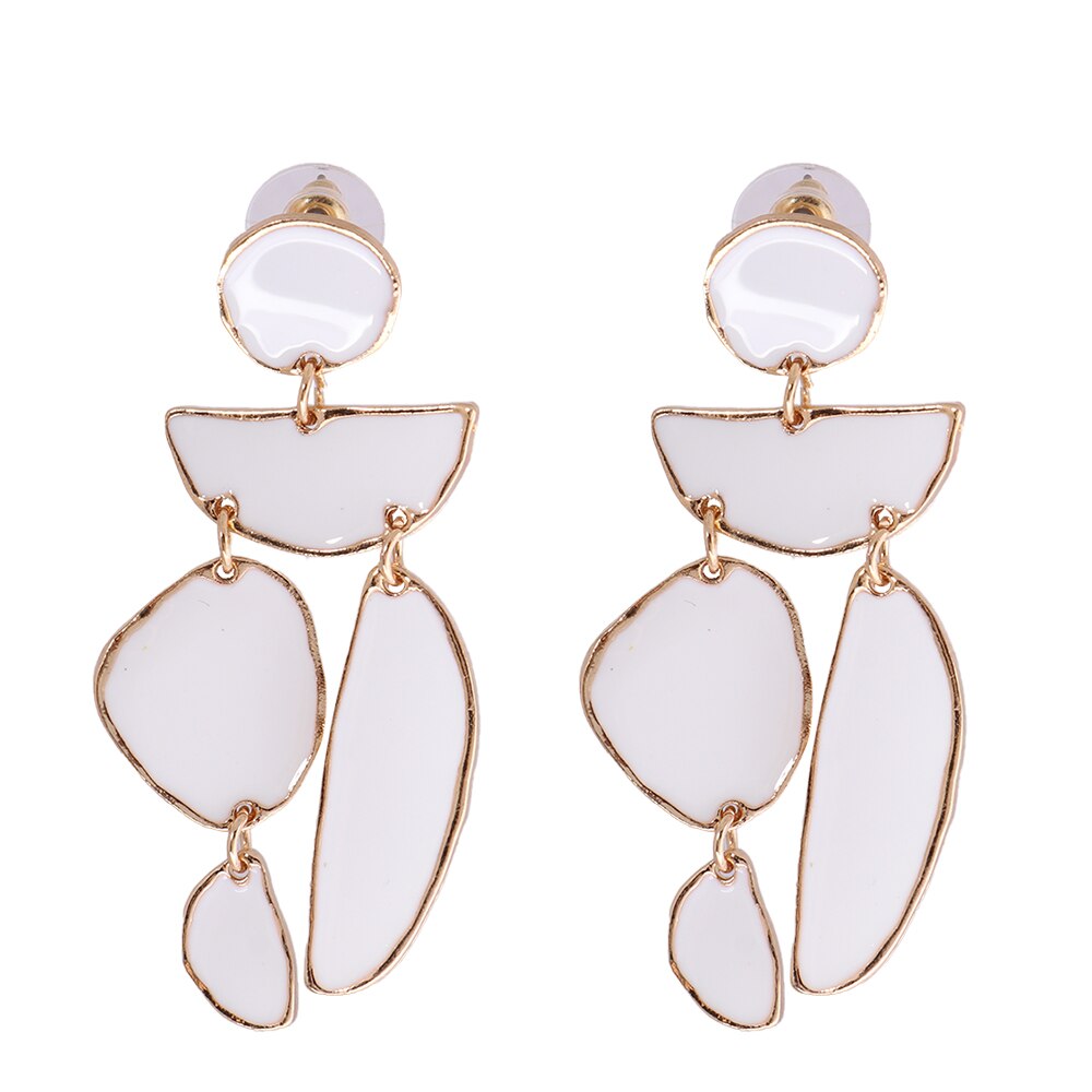 Juran Statement Gold Geometric Enamel Earrings – Fashion Exaggerated Irregular Design