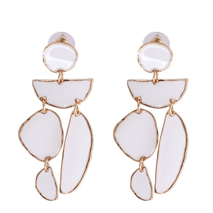 Juran Statement Gold Geometric Enamel Earrings – Fashion Exaggerated Irregular Design