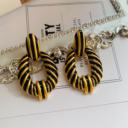 Literary Retro Round Geometric Alloy Earrings for Women
