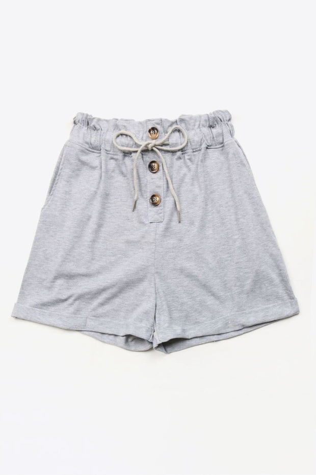 Perfee Buttoned Drawstring Waist Cuffed Shorts