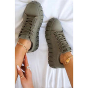 Woman Casual Lace-up Canvas Sneakers