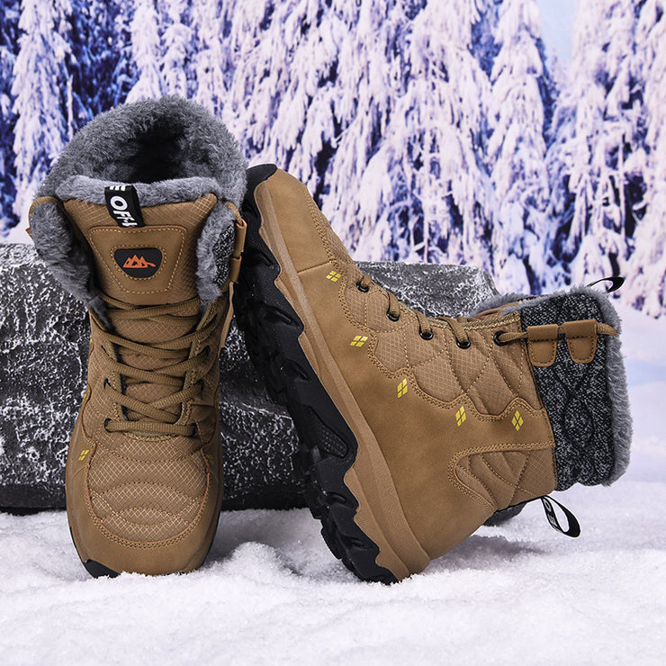 Men's Thick-soled Fleece-lined High-top Snow Boots