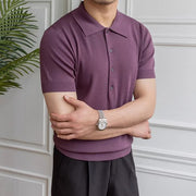 Men Short Sleeved Solid Color Polo Shirt