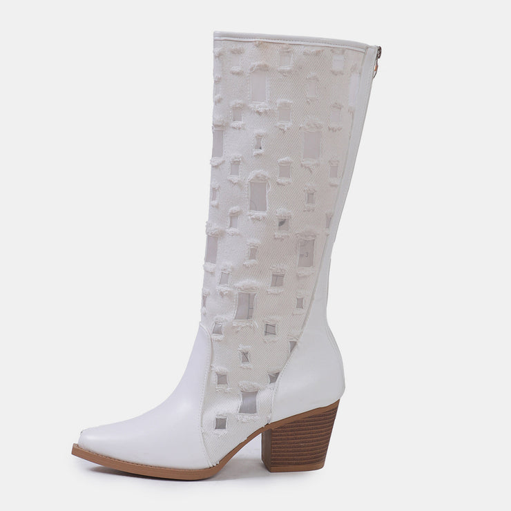 Point Toe Block Heel Boots