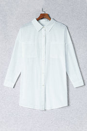 Button-Up Longline Shirt with Breast Pockets