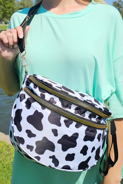 Color black Checkered Print Wide Strap Large Crossbody Bag