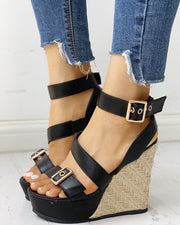 Women Straw Woven Wedge