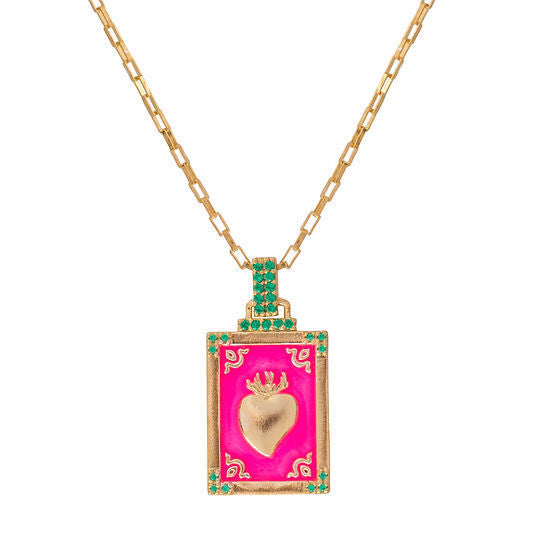 Retro Simple Colorful Oil Necklace Love Pendant Necklace