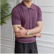 Men Short Sleeved Solid Color Polo Shirt