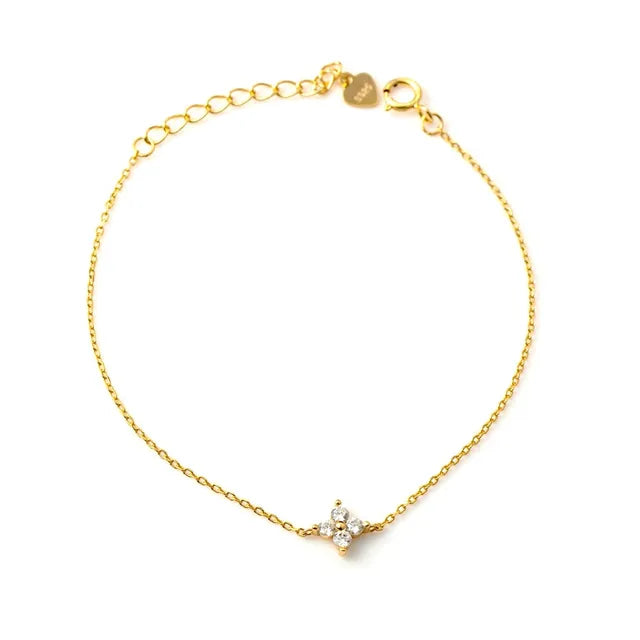 925 Sterling Silver Mini Flower Zircon Bracelet