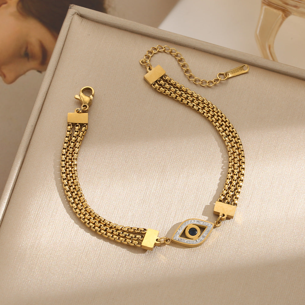 Evil Eye Stainless Steel Statement Bracelet For Women