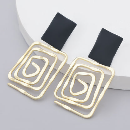 Retro Geometric Metal Drop Earrings