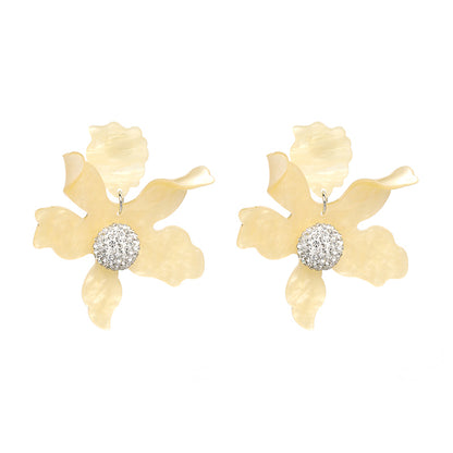 URAN Big Resin Flower Dangle Earrings – Boho Ethno Statement Jewelry