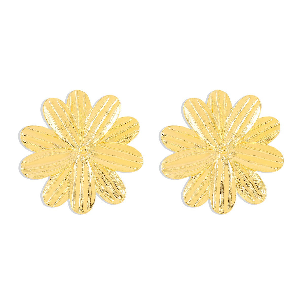 Alloy Floral Geometric Statement Earrings – Gold or Silver Finish
