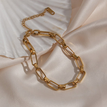 Minimalist Geometric Hollow Link Stainless Steel woman Bracelet