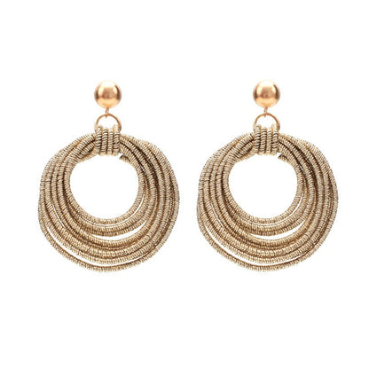 Retro Round Metal Multi-Layered Loop Earrings for Women