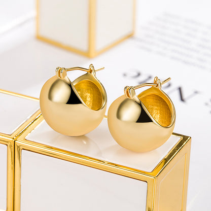 New Minimalist Punk Golden Silver Color Triangle Bag Shaped Metal Hoop Earrings For Women Party Retro Jewelry