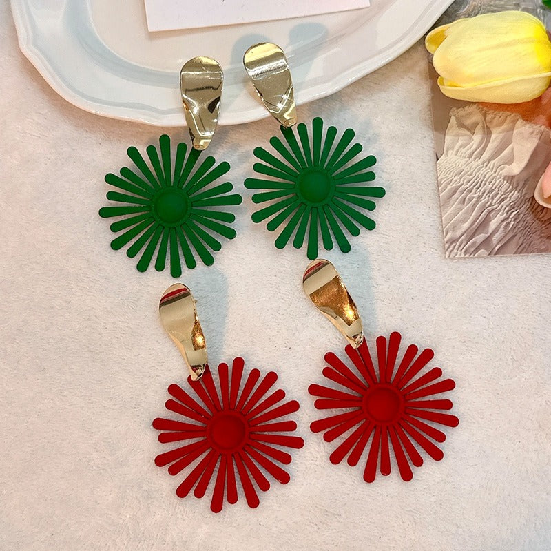 Solid Flower Exaggerated Earrings